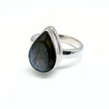 Labradorite faceted drop in silver ring