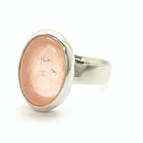 Rose quartz, adjustable ring in silver