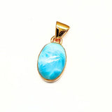Larimar, oval guldhänge