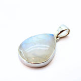 Rainbow moonstone, drop-shaped silver pendant