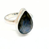 Labradorite faceted drop in silver ring