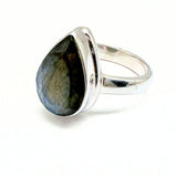 Labradorite faceted drop in silver ring