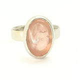 Rose quartz, adjustable ring in silver