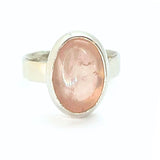 Rose quartz, adjustable ring in silver