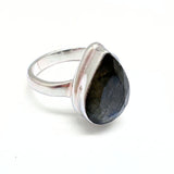 Labradorite faceted drop in silver ring