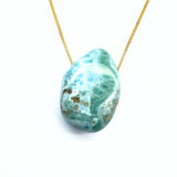 Larimar kristallhalsband med silver eller guldpläterad kedja