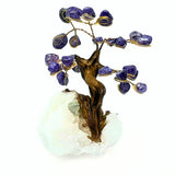 Bonsai träd med lila kvarts på bergkristallfot