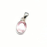 Morganite, oval faceted stone silver pendant