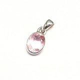 Morganite, oval faceted stone silver pendant