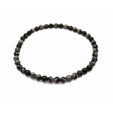 Obsidian snöflinga, rundslipat armband 4 mm