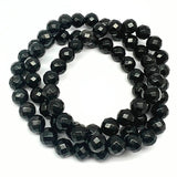 Onyx svart, armband med fasetterade kristaller 8 mm