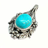 Turquoise mini pendant with smooth silver edge
