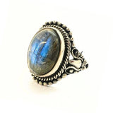 Labradorit, oval silverfiligran ring