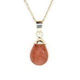 Strawberry Quartz, Dew Crystal Drop silver pendant