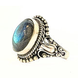 Labradorit, oval silverfiligran ring