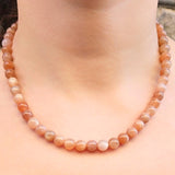 Moonstone, peach necklace 8 mm beads