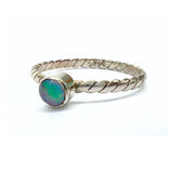 Opal with twisted silver ring