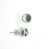 Blue topaz, silver mounted studs