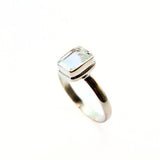 White topaz rectangular facet in silver ring