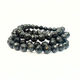 Onyx svart, armband med fasetterade kristaller 8 mm