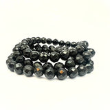 Onyx svart, armband med fasetterade kristaller 8 mm