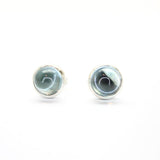 Blue topaz, silver mounted studs