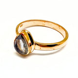 Labradorite faceted drop in gold ring