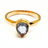 Labradorite faceted drop in gold ring