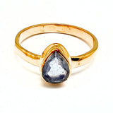 Labradorite faceted drop in gold ring