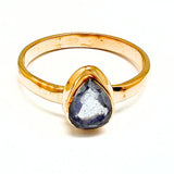 Labradorite faceted drop in gold ring