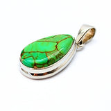 Turquoise green with copper, pendant in silver