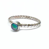 Opal with twisted silver ring