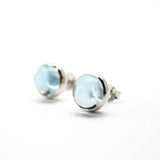Blue topaz, silver mounted studs