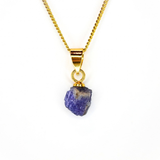 Natural tanzanite crystal in gold-plated setting - RAW