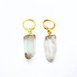 Rock crystal, natural point earring with gold click hoop