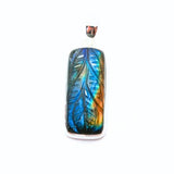 Labradorite, fantastic pendant with engraved pattern