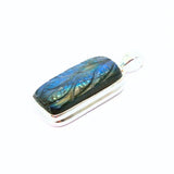 Labradorite, fantastic pendant with engraved pattern