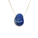 Blue quartz, small tumbled pendant with a hole