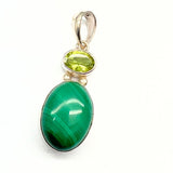 Malakit med peridot silverhänge