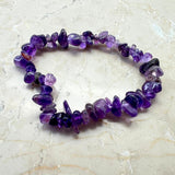 Amethyst, chip bracelet with elastic thread