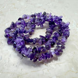 Amethyst, chip bracelet with elastic thread
