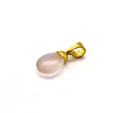 Rose Quartz, Dew Crystal Drop gold-plated silver pendant