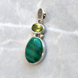 Malakit med peridot silverhänge