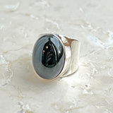 Onyx, cabochon slät silverring