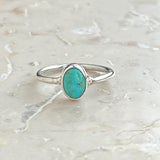 Turkos, oval silverring