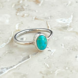 Turkos, oval silverring