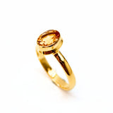 Citrine, faceted oval stone in gold vermeil