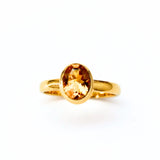 Citrine, faceted oval stone in gold vermeil