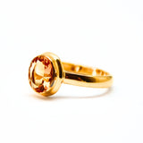 Citrine, faceted oval stone in gold vermeil