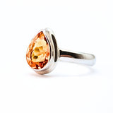 Citrin fasettslipad droppe, silverring